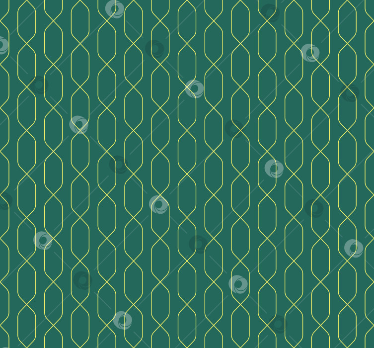 Скачать Ретро геометрические плетеные золотые линии с бриллиантами бесшовный узор на фоне зеленого нефрита фотосток Ozero