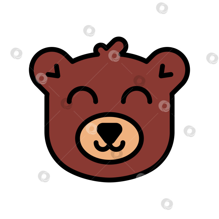 Скачать Мультяшный милый улыбающийся медвежонок значок лица векторная иллюстрация фотосток Ozero