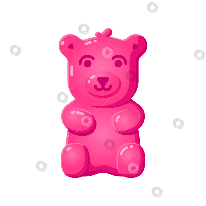 Скачать Векторная иллюстрация сладкого десерта Pink jelly gummy bear. Мультяшная желатиновая конфета фотосток Ozero