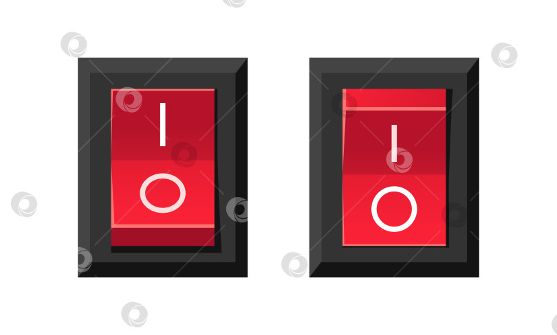 Скачать Включение и выключение красной кнопки тумблера 3d значок в стиле ретро векторная иллюстрация фотосток Ozero