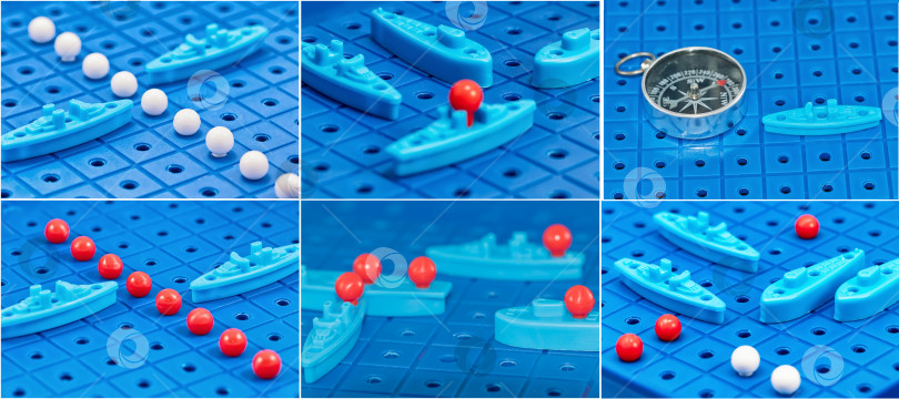 Скачать набор из 6 фотографий в хорошем разрешении на тему игрушечного морского сражения с военными кораблями фотосток Ozero
