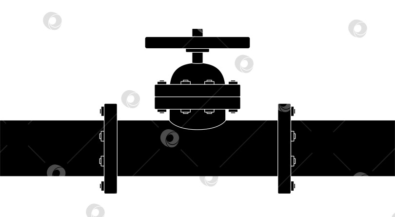 Скачать Силуэт нефтяного, газового или водопроводного трубопровода с векторной иллюстрацией клапана фотосток Ozero