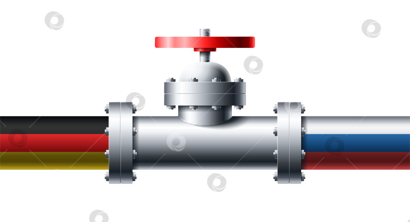 Скачать Трубопровод с флагами Германии и России векторная иллюстрация. Концепция импорта и экспорта по трубе газа, нефти и других жидкостей фотосток Ozero