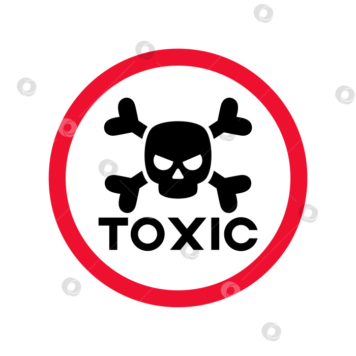 Скачать Знак предупреждения об опасности с текстом "токсично" и черепом и костями в красном круге векторная иллюстрация фотосток Ozero