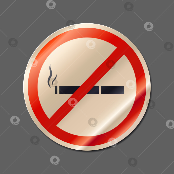 Скачать Знак "Не курить" с круглой перечеркнутой бумажной наклейкой реалистичная векторная иллюстрация фотосток Ozero