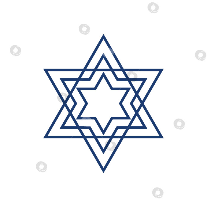 Скачать Абстрактная пересекающаяся еврейская звезда Давида и треугольники в линейном стиле векторной иллюстрации. Редактируемая пиктограмма штриха фотосток Ozero