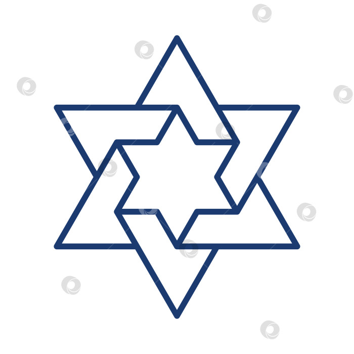 Скачать Шестиконечная звезда закручивается в центр на еврейской звезде Давида в векторной иллюстрации в линейном стиле с редактируемым штрихом фотосток Ozero
