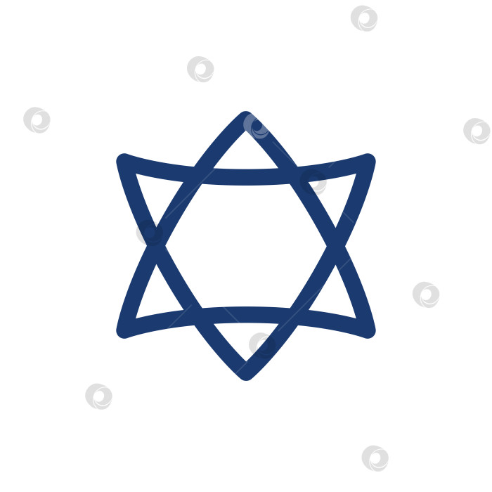 Скачать Линия еврейской звезды Давида из изогнутых, пересекающихся треугольников векторной иллюстрации с редактируемым штрихом фотосток Ozero