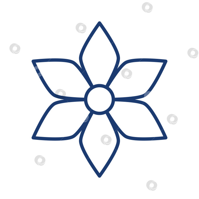 Скачать Цветок лилии в форме еврейской звезды Давида в векторной иллюстрации в линейном стиле с редактируемым штрихом фотосток Ozero