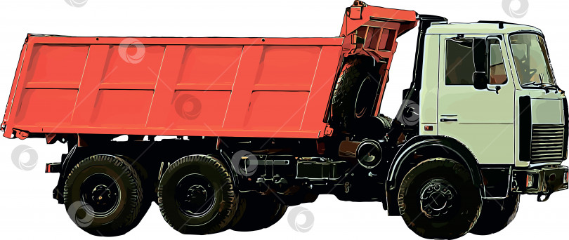 Скачать Цветное векторное изображение тяжелого грузовика для перевозки различных грузов фотосток Ozero
