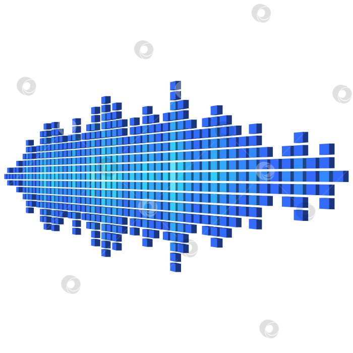 Скачать Перспективная синяя звуковая волна, выполненная из кубиков фотосток Ozero