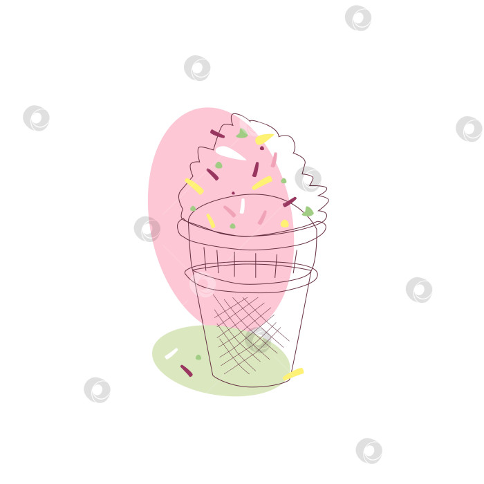 Скачать Розовое мороженое в стаканчике с разноцветными сладкими ломтиками фотосток Ozero