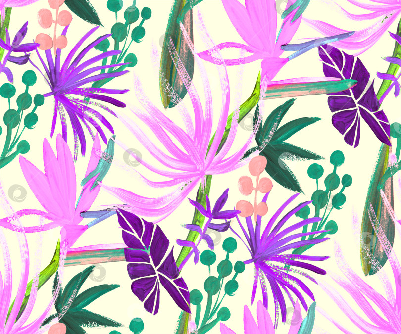 Скачать Нарисованные силуэты разноцветных фиолетовых и розовых трав и листьев фотосток Ozero