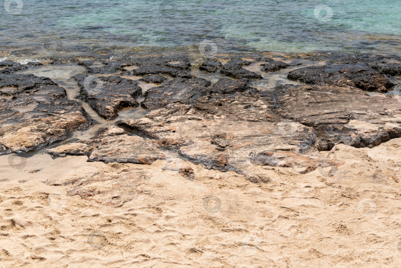 Скачать Песочный пляж с каменистым дном фотосток Ozero