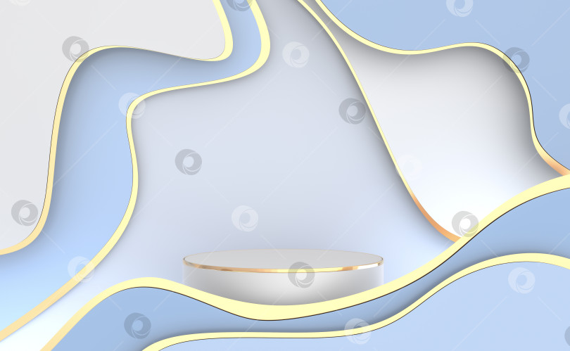 Скачать Подиум в голубом и золотом цвете с волнообразным декором фотосток Ozero