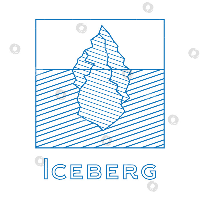 Скачать Айсберг в линейном стиле. Контур айсберга, выделенный на белом фоне фотосток Ozero