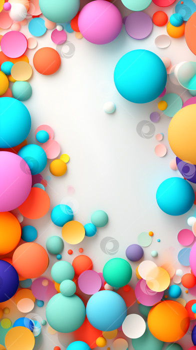 Скачать Абстрактный фон с разноцветными летающими сферами или воздушными шарами. Фон из разноцветных пузырьков с пространством для копирования. Разноцветные пастельные матовые и глянцевые шарики разного размера на белом фоне фотосток Ozero