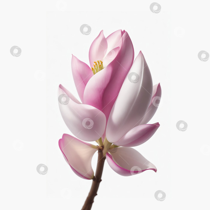 Скачать магнолия. Реалистичный розовый цветок, выделенный на белом фоне фотосток Ozero