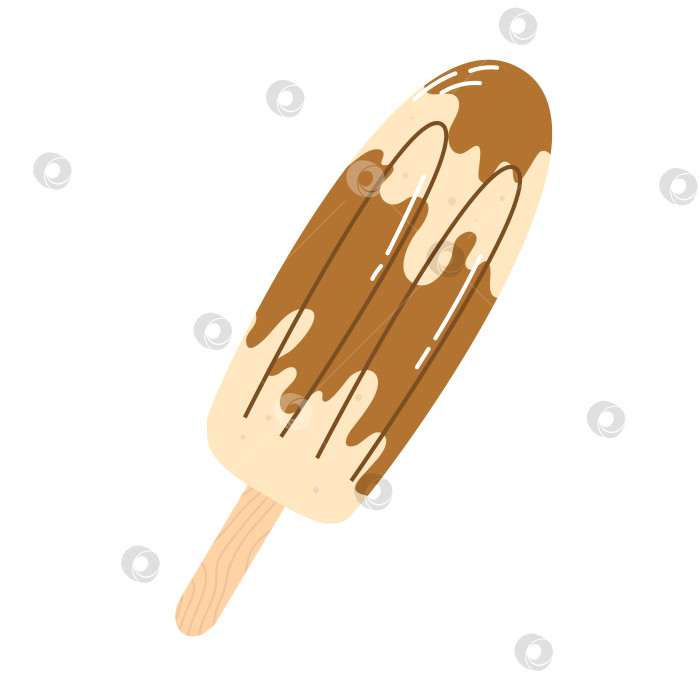Скачать Изолированное мультяшное красочное мороженое с ванилью и шоколадом в плоском векторном стиле на белом фоне. Летняя еда. фотосток Ozero