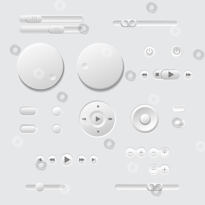 Скачать Набор.Круглые и овальные кнопки, белые и серые, 3D-панель навигации для веб-сайта, редактируемая векторная иллюстрация. фотосток Ozero