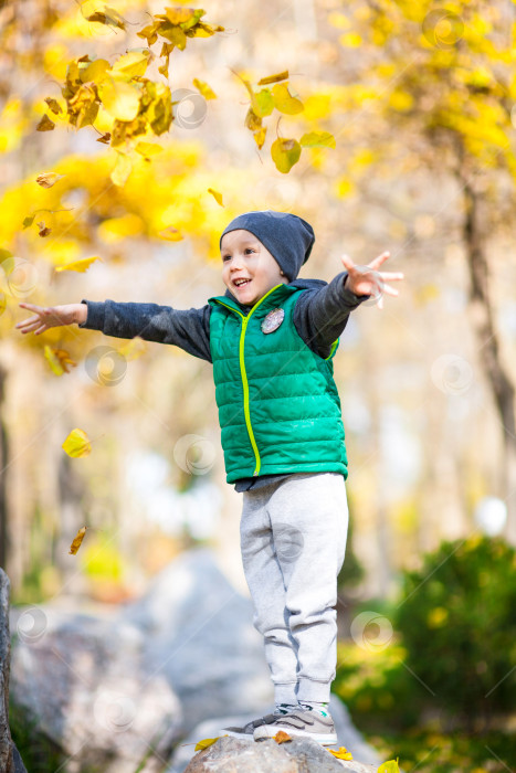 Скачать маленький мальчик в осеннем парке фотосток Ozero