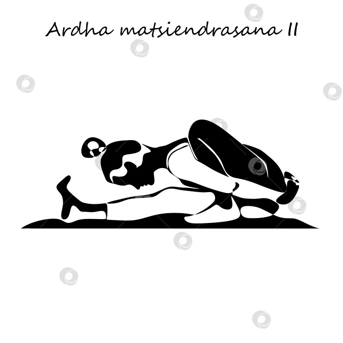 Скачать Рисование непрерывной линией. Молодая женщина, выполняющая упражнение по йоге, изображение силуэта. Черно-белая иллюстрация, нарисованная в одну линию фотосток Ozero