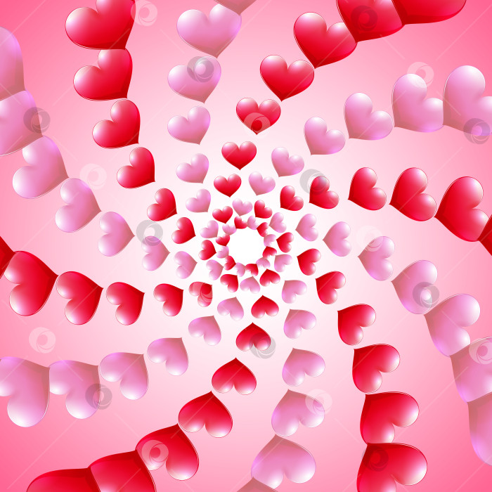 Скачать Открытка на День Святого Валентина со спиральными рядами сердечек фотосток Ozero
