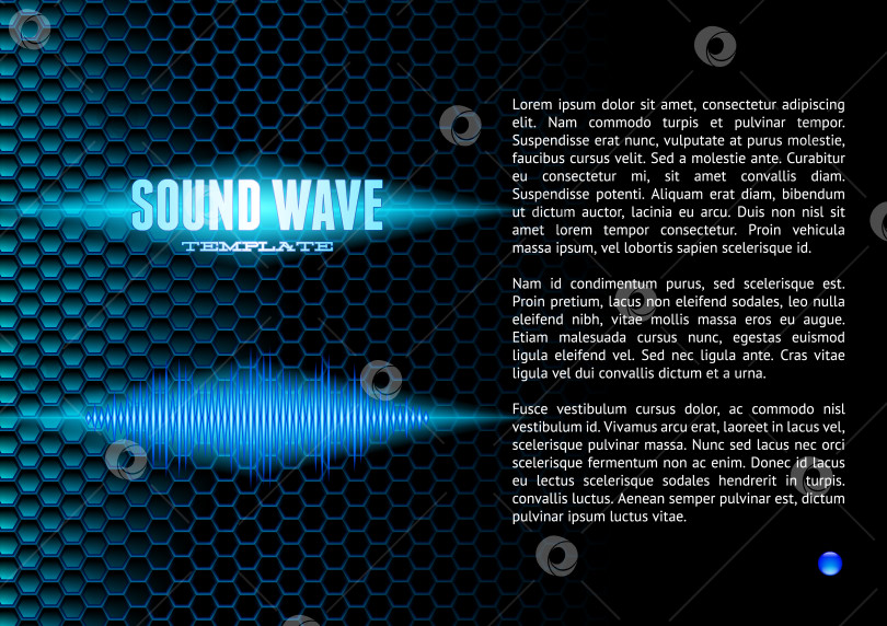 Скачать Синяя форма звукового сигнала на шестигранной сетке для буклета фотосток Ozero