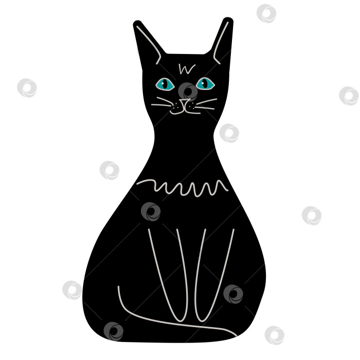Скачать Черная кошка с изумрудными глазами фотосток Ozero