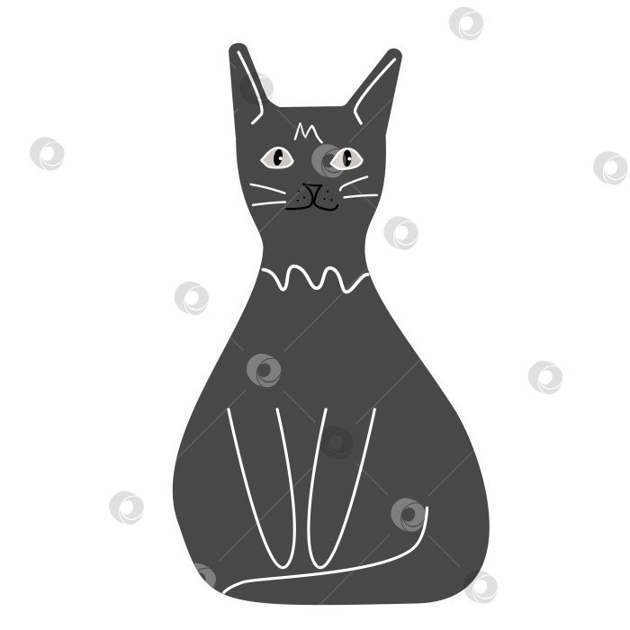 Скачать Симпатичный персонаж - темно-серый кот фотосток Ozero