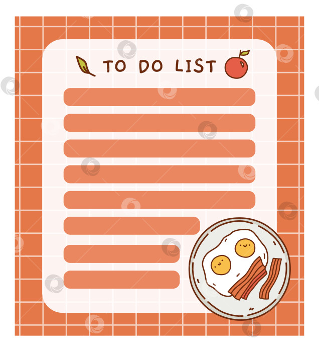 Скачать Симпатичный шаблон списка дел с яичницей-глазуньей фотосток Ozero