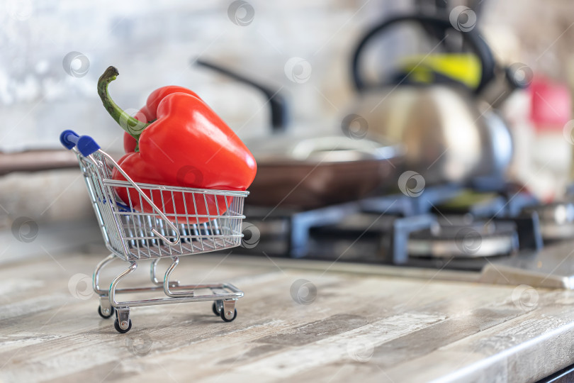 Скачать Концепция: быстрая доставка свежих овощей из магазина на вашу кухню фотосток Ozero