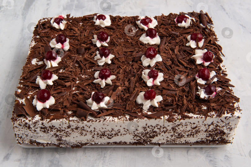 Скачать Снимок крупным планом однослойного шоколадного торта на белой тарелке фотосток Ozero