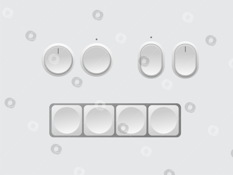 Скачать Круглые и квадратные кнопки, белые и серые с тенью, 3D-панель навигации для веб-сайта, редактируемая векторная иллюстрация. фотосток Ozero