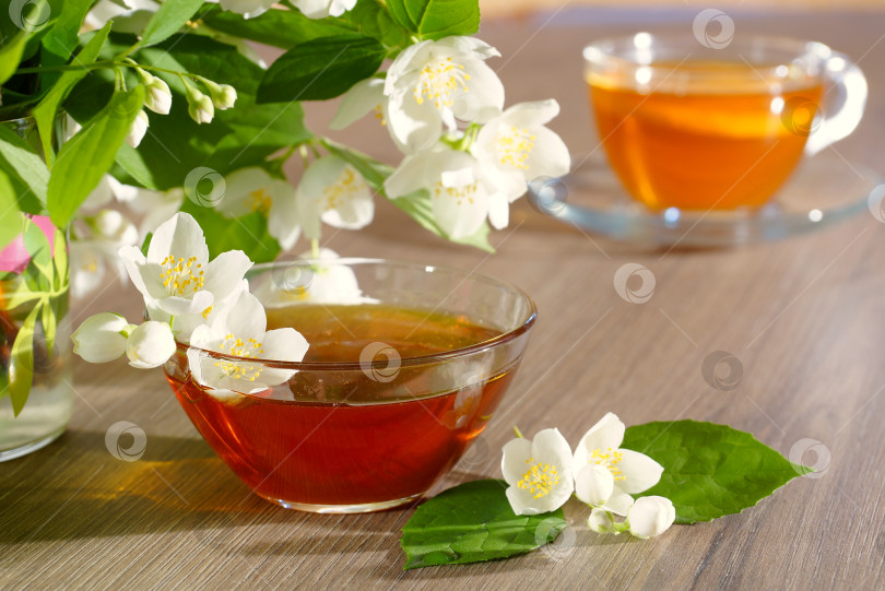 Скачать Цветочный мед, чай с лимоном и цветущим жасмином фотосток Ozero
