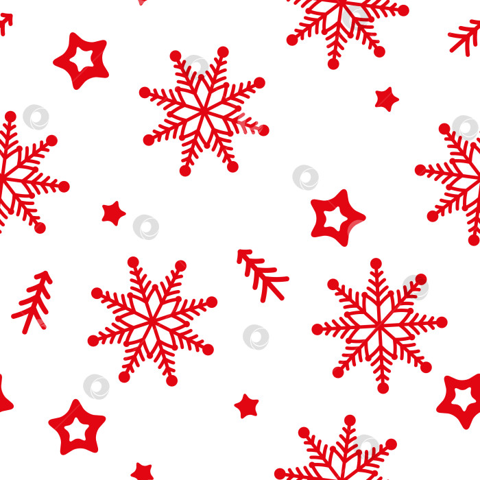 Скачать Векторный  зимний фон со снежинками, елками и звездами фотосток Ozero