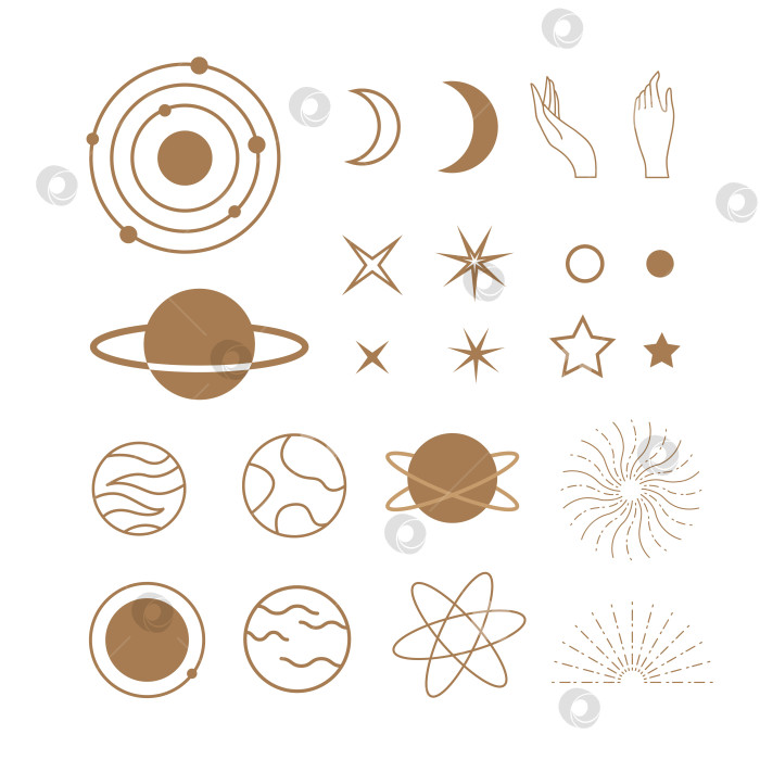 Скачать Космический набор золотых элементов векторной иллюстрации фотосток Ozero