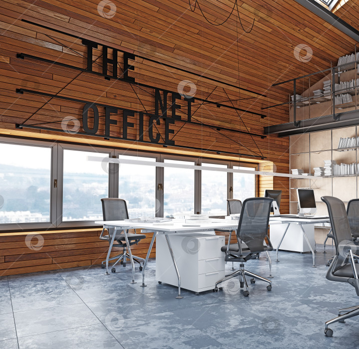 Скачать современный интерьер офиса в стиле лофт фотосток Ozero