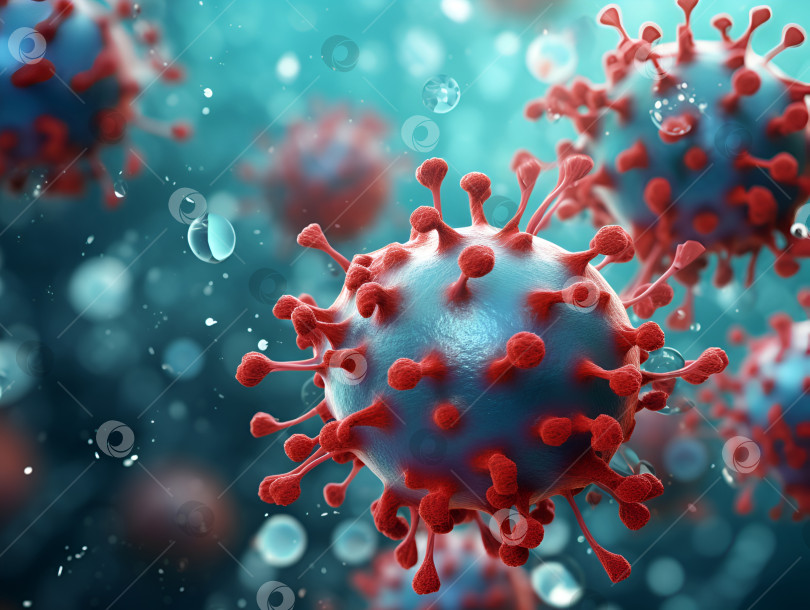 Скачать 3D-модель иммуноглобулина крупным планом. 3D-иллюстрация антитела к человеческому иммуноглобулину G1 (IgG1). Вирусный сезон и концепция защиты иммунной системы. Защитный фон или баннер. Созданный искусственным интеллектом фотосток Ozero