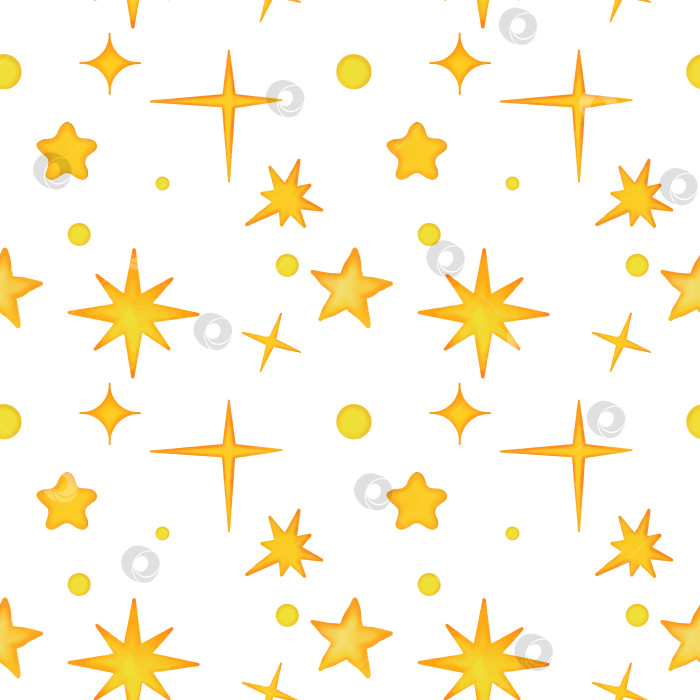 Скачать Бесшовный узор из звезд желтого, оранжевого цветов на белом фоне. фотосток Ozero