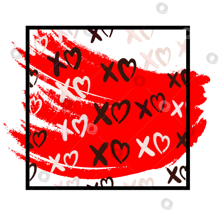 Скачать XOXO обнимает и целует надпись кисточкой и поцелуй губной помадой на белом фоне. Вектор. фотосток Ozero