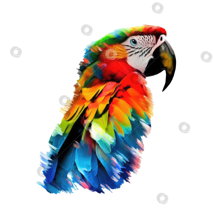Скачать Красивый яркий попугай ара в акварельных мазках. Шаблон дизайна упаковки, вывески, баннера фотосток Ozero