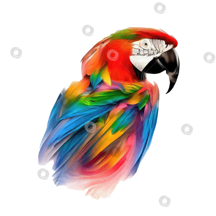 Скачать Красивый яркий попугай ара в акварельных мазках. Шаблон дизайна упаковки, вывески, баннера фотосток Ozero