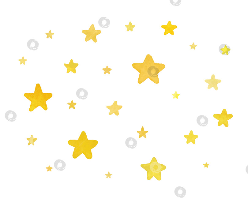 Скачать Акварельный векторный узор с желтыми звездами. Фоновый узор для дизайна, бумага, ткань. фотосток Ozero