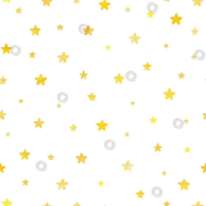 Скачать Акварельный векторный бесшовный узор с желтыми звездами. Фоновый узор для дизайна, бумага, ткань. фотосток Ozero