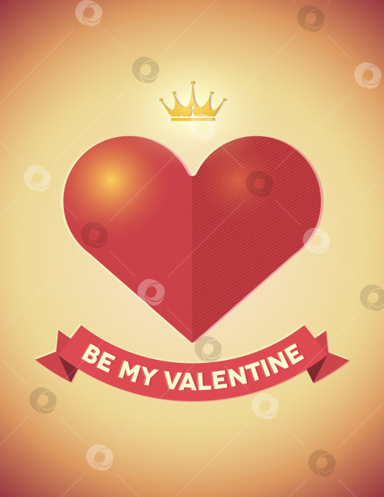 Скачать Винтажная открытка на День Святого Валентина с сердечком фотосток Ozero