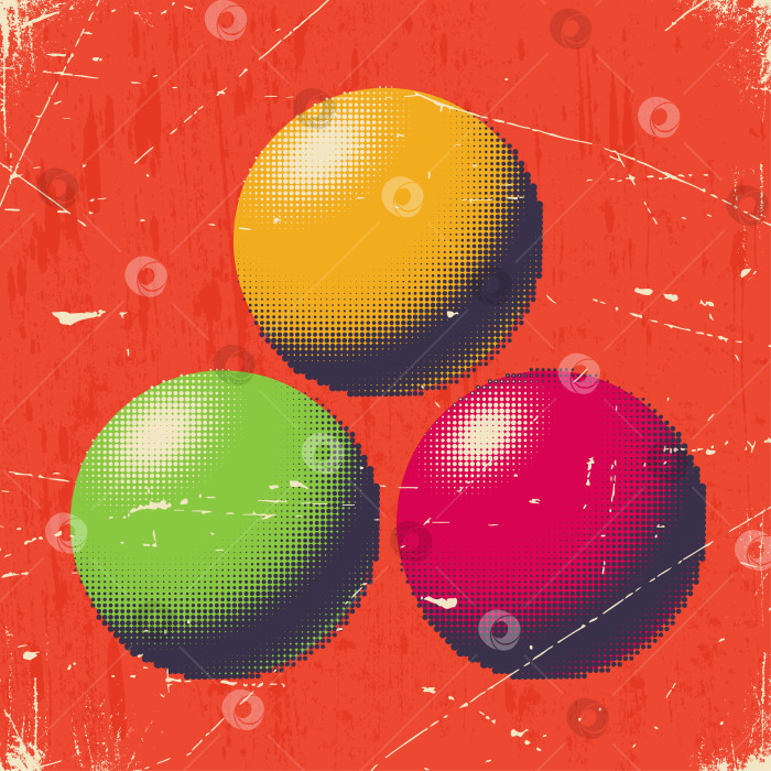 Скачать Поцарапанная ретро-открытка с полутоновыми шариками фотосток Ozero