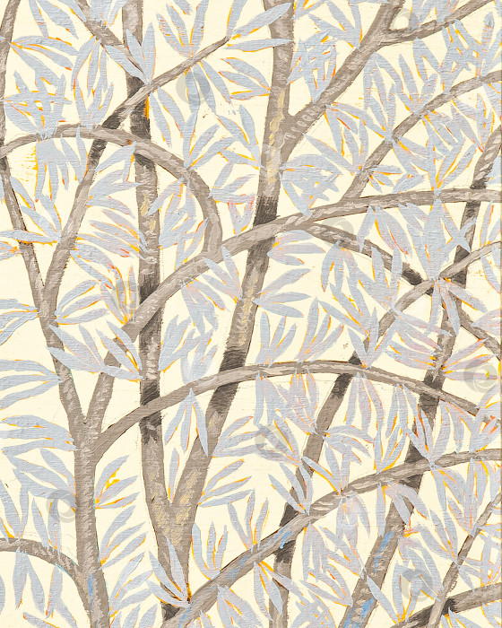 Скачать Вертикальный иллюстрированный рисунок ветвей дерева с листьями на фотосток Ozero