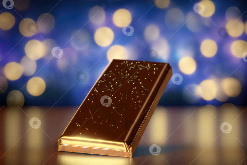 Скачать Плитка шоколада на столе с подсветкой. фотосток Ozero