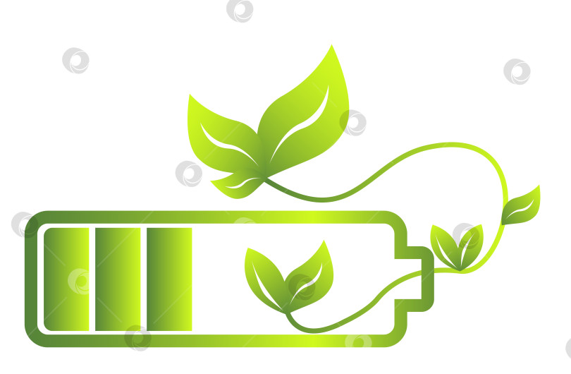 Скачать Аккумулятор, перезаряжаемый, логотип, символ чистой зеленой энергии, зарядное устройство, векторная иллюстрация на белом или прозрачном фоне фотосток Ozero